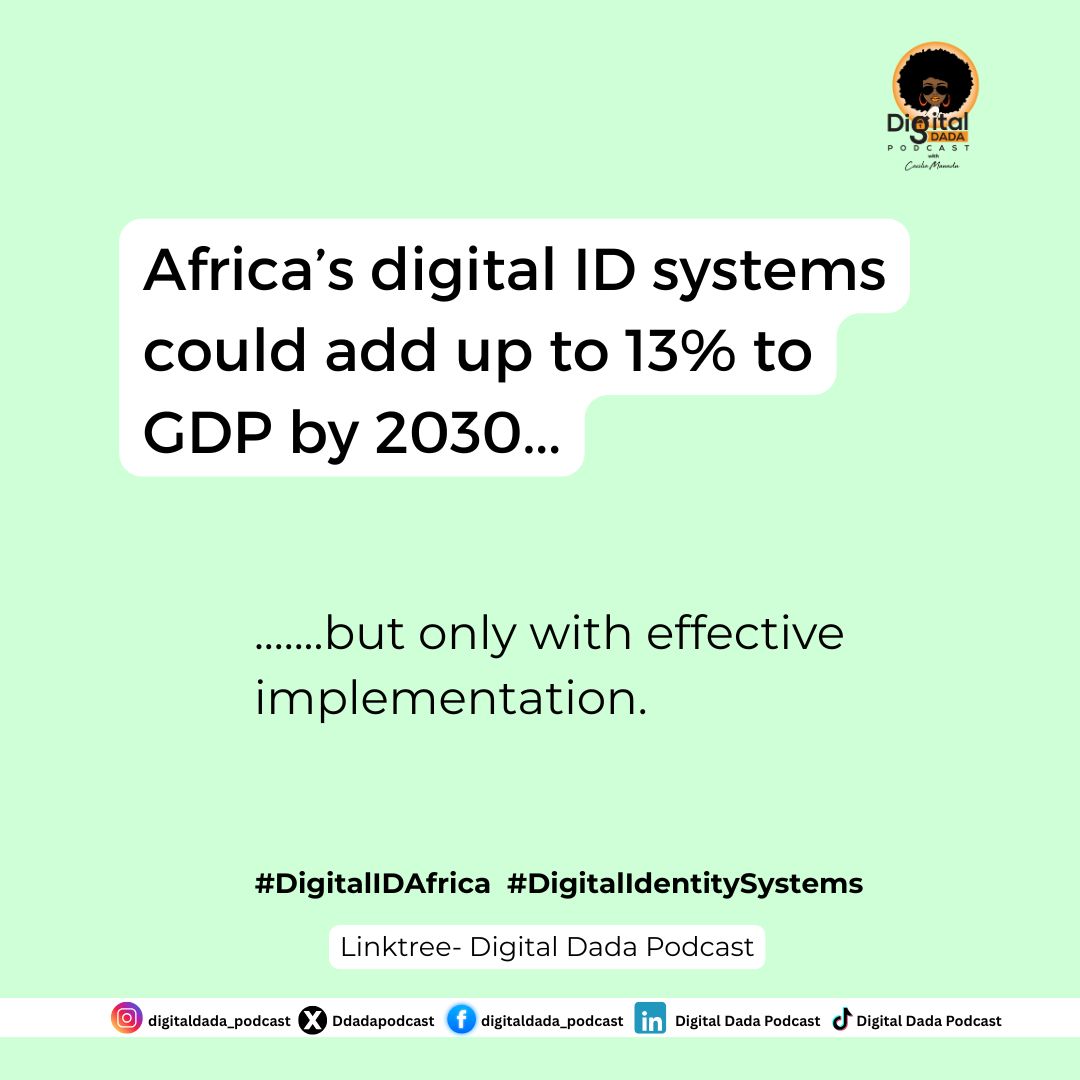 Ddadapodcast's tweet photo. With effective implementation, digital ID systems could contribute between 
3% to 13% of GDP growth in Africa by 2030, supporting financial inclusion and streamlined public service access.
#DigitalIDSystems #DPIs https://t.co/LyfrfxNUN4