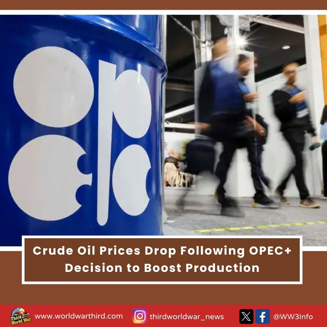 WW3Info's tweet image. #WorldWarIII: In a meeting, the #OPEC+ group decided to boost #CrudeOil production, leading to a 1-1.5% price drop on Monday, with prices hitting $67 per barrel. Analysts say continued OPEC production increases could push crude oil prices below $60 per barrel in the next year.