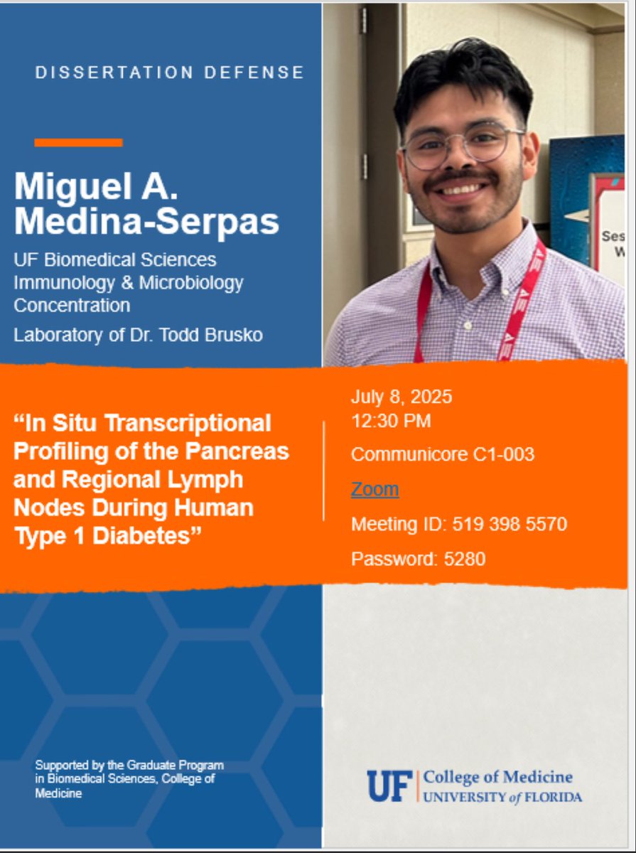 Bruskolab's tweet image. Happening today! Come out to hear about spatial transcriptomics in T1D as Miguel defends his dissertation.