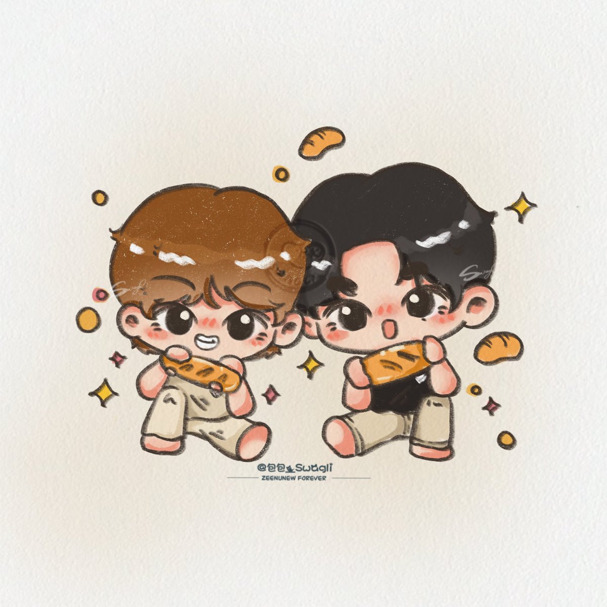 Byswagli_'s tweet photo. 🥖🥖🥖.

#FanArtForZeeNuNew
#ZeeNuNew 
#ZeePruk #NuNew 
@zee_pruk @CwrNew https://t.co/iS3u0awjnm