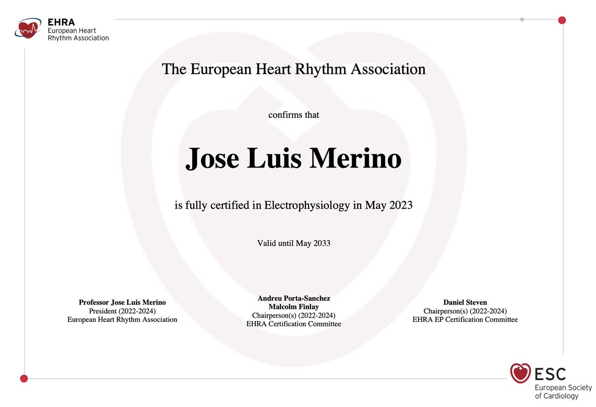 Jose Luis Merino (@joselmerino) on Twitter photo Proud to have taken this important step for professional recognition (and only regret not doing it earlier due to my past committee involvement). A great professional challenge – join the community of certified EPs! <a href="/aportasanchez/">Andreu Porta Sánchez</a> <a href="/EHRAPresident/">EHRAPresident</a> Proud to have taken this important step for professional recognition (and only regret not doing it earlier due to my past committee involvement). A great professional challenge – join the community of certified EPs! <a href="/aportasanchez/">Andreu Porta Sánchez</a> <a href="/EHRAPresident/">EHRAPresident</a>