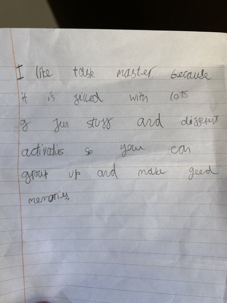 JamesBlakeLobb's tweet image. On a school visit yesterday, a child left this note for my on my bag. I don’t know who it was, but it’s great to know that they are having fun and making good memories. Lovely stuff.
#TaskmasterClub