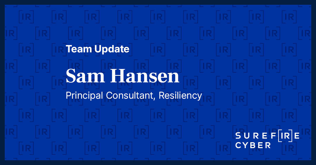 Surefire Cyber (@surefire_cyber) on Twitter photo We're thrilled to welcome Sam to <a href="/Surefire_Cyber/">Surefire Cyber</a>! 👏Sam will be instrumental in helping our clients strengthen their #cybersecurity posture and mitigate risks by developing and implementing robust #cyber #resiliency frameworks.
#DFIR #incidentresponse We're thrilled to welcome Sam to <a href="/Surefire_Cyber/">Surefire Cyber</a>! 👏Sam will be instrumental in helping our clients strengthen their #cybersecurity posture and mitigate risks by developing and implementing robust #cyber #resiliency frameworks.
#DFIR #incidentresponse