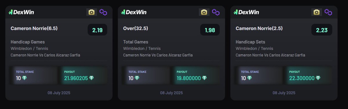 Saurab Mitra (@saurab_mitra23) on Twitter photo Norrie vs Alcaraz best predictions today at Wimbledon with the help of DexWin AI
Bet on <a href="/DexWin_Sports/">DexWin Crypto Betting</a> for the best Wimbledon odds and lines today Norrie vs Alcaraz best predictions today at Wimbledon with the help of DexWin AI
Bet on <a href="/DexWin_Sports/">DexWin Crypto Betting</a> for the best Wimbledon odds and lines today