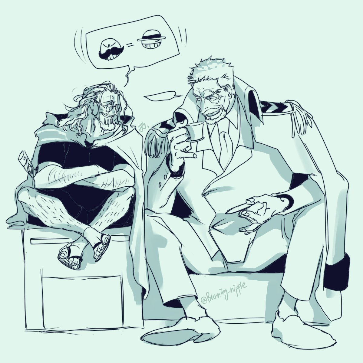 #ONEPIECE #Rayleigh #garp
🥈👊
로저랑 가프랑 비슷하니까 가프랑있으면 난쟁이 같겠지..??
레일리... 작은 체구가 아닌데 원피스에 살고 있어서 상대적 작아짐.

Roger and Garp are around the same height, but why does Rayleigh look smol?? 
He’s not even small?? 🙄💦