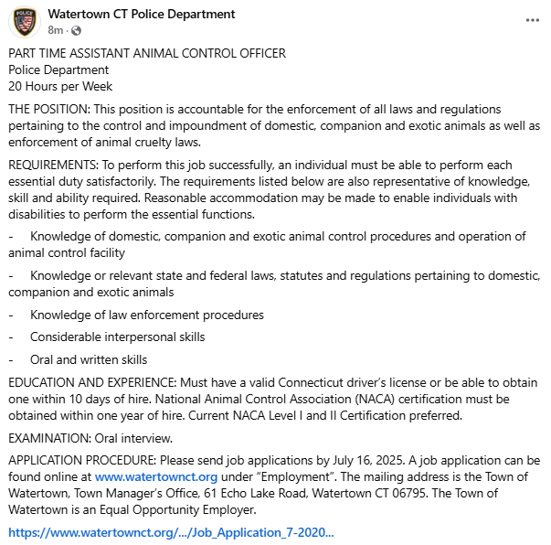 Watertown CT Police (@watertownctpd) on Twitter photo 