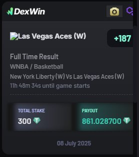 Daily Cuties ๐ (@cuties_zone) on Twitter photo ๐ New York Liberty vs Las Vegas Aces showdown!
Staked 300 $USDT on Aces to win for a return of 861 $USDT ๐ธ
Best betting odds in #WNBA basketball today!
<a href="/DexWin_Sports/">DexWin Crypto Betting</a> = crypto sports betting site with instant bonuses & the best VIP program ๐ ๐ New York Liberty vs Las Vegas Aces showdown!
Staked 300 $USDT on Aces to win for a return of 861 $USDT ๐ธ
Best betting odds in #WNBA basketball today!
<a href="/DexWin_Sports/">DexWin Crypto Betting</a> = crypto sports betting site with instant bonuses & the best VIP program ๐