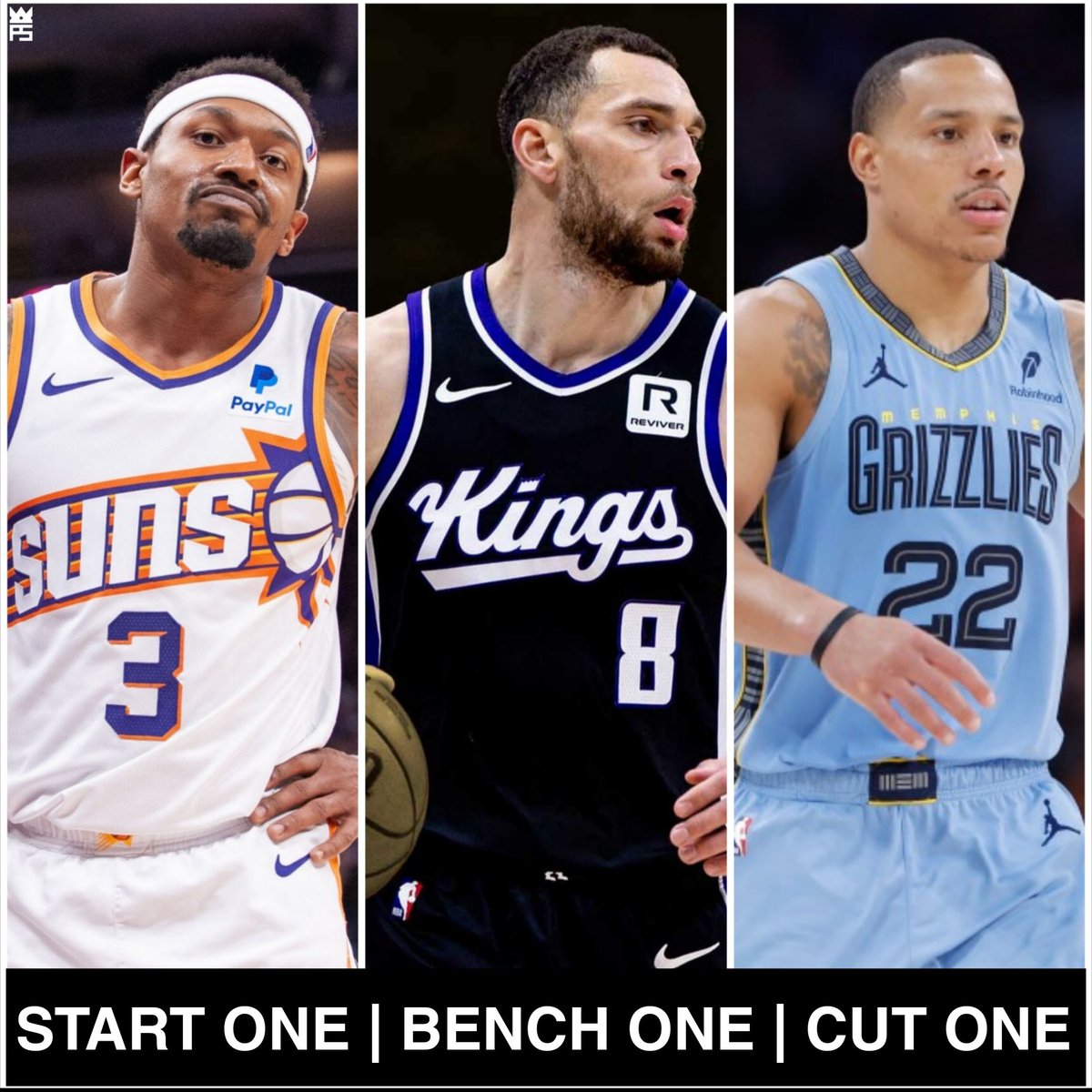 PerSources's tweet image. Start one, bench one, & cut one:
• Bradley Beal
• Zach LaVine
• Desmond Bane