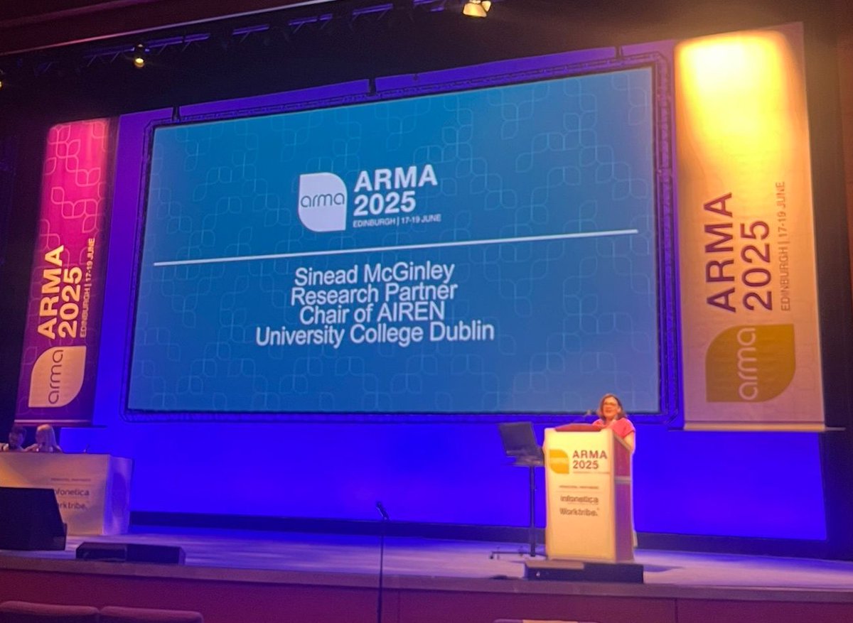 AirenNetwork's tweet image. 🎉 Proud moment!

AIREN Chair Sinéad McGinley represented AIREN at #ARMA2025, sharing our story along with the speaker Chris Browne and co-presenter Colleen Thomas🍀 

#ResearchManagement #researchCulture #AIREN