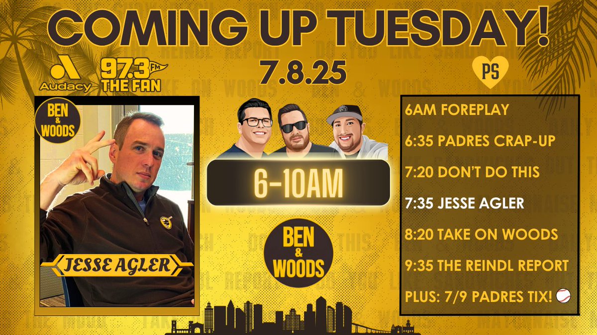 Get your heads right on a Tuesday!

📻 <a href="/973TheFanSD/">97.3 The Fan</a>
📱 <a href="/Audacy/">Audacy</a> App
☎️ (833) 288-0973
WATCH: youtube.com/watch?v=PgkFxs…