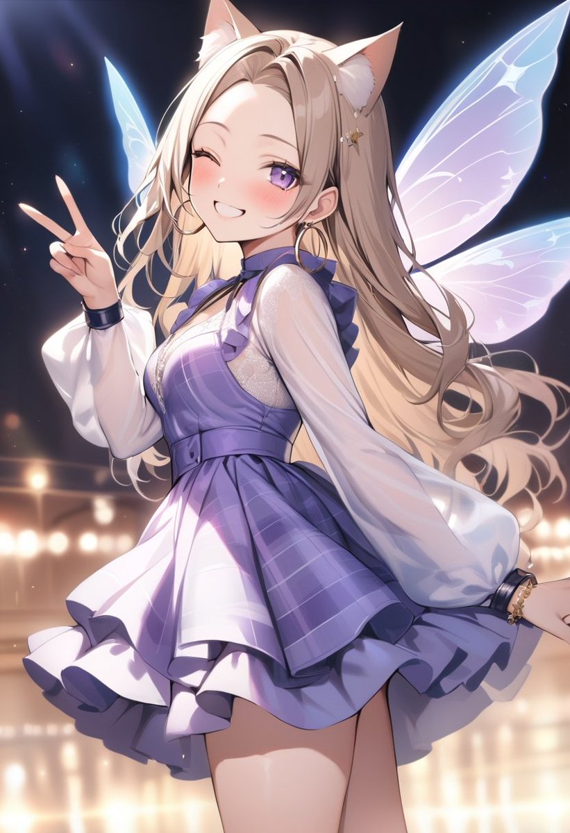 #ギャルねこドレスアップ #AIイラスト 
neonoiseさん(<a href="/neonoise_aiart/">neonoise | AI Art Studio</a> )の
企画に参加させて頂きます✨

本日2枚目の方は妖精の羽根が生えました🧚

実はこっちの方が先に完成していたん
ですが、ドレスアップをサナギから蝶へと
成長した姿に例えてみました🦋