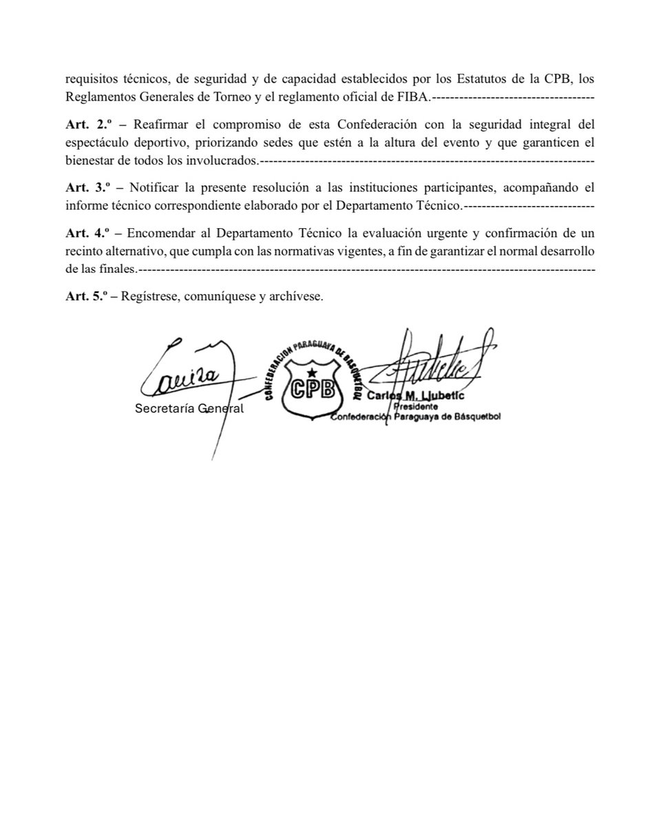 Tras haber disputado todo el Torneo Apertura de la Liga Nacional de Básquetbol en el Estadio de las Fuerzas Armadas, la Confederación Paraguaya de Básquetbol resolvió inhabilitar dicho recinto para la disputa de las Finales.

Ante esta situación, el Club Olimpia gestionó ante la
