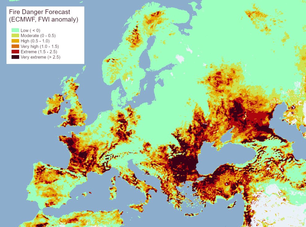 🔥 Weekly wildfire update in Europe

Since the beginning of the year:
📍1,118 fires
🌍213,993 ha burnt
🌫️6.19 Mt CO₂ emitted

Fire danger forecast for the next 7 days ⬇️

We are monitoring closely and stand ready to assist.

#EUCivilProtection

More: europa.eu/!HRmFq6