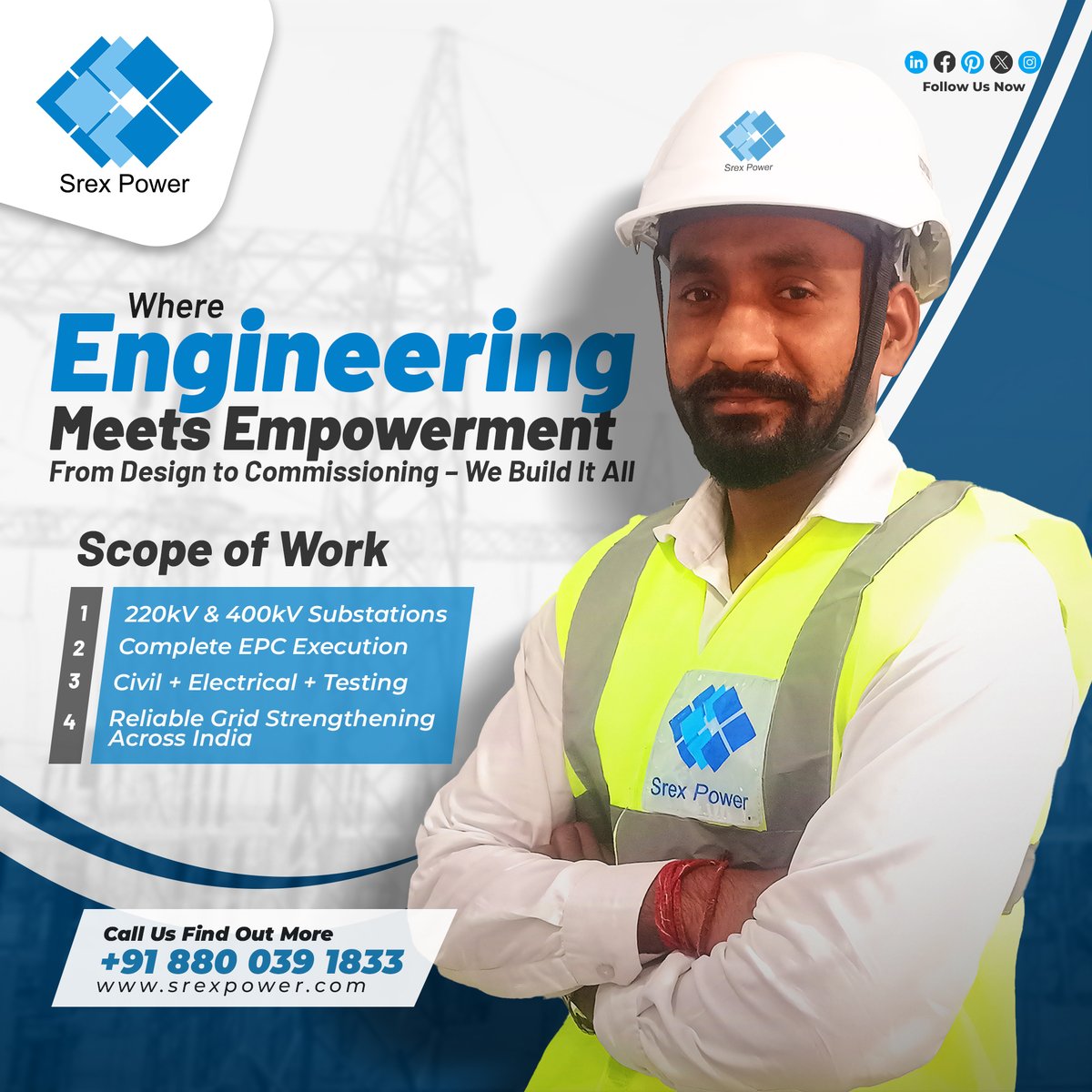 srexpowerindia's tweet image. We don’t just build substations — we energize India’s future!
From 220kV to 400kV EPC, Srex Power strengthens the nation’s grid with performance &amp;amp; purpose. 🇮🇳
#SrexPower #EmpoweringIndia #GridStrength #EPCExperts #PoweringProgress