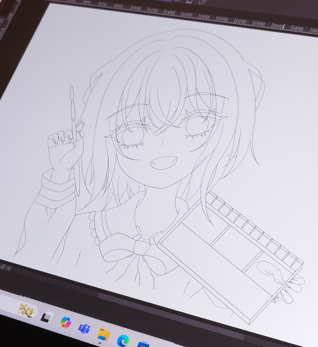 k_tsu_815's tweet image. 線画ほぼ完成
これから色塗りだー!
#WIP