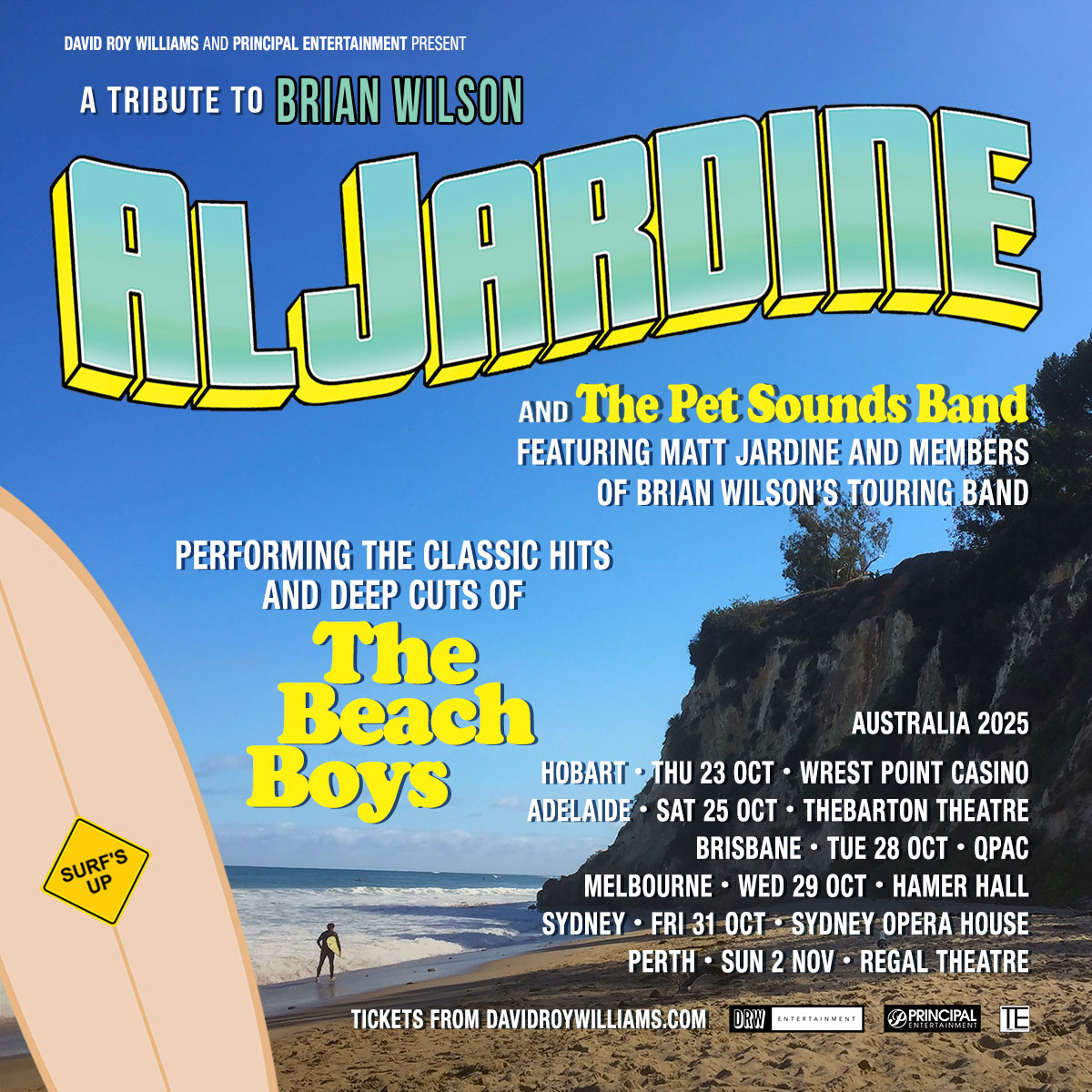 ALANJARDINE's tweet image. Al Jardine & The Pet Sounds Band (feat Matt Jardine and members of Brian Wilson's touring band) will be touring Australia this Oct/Nov π¦πΊ Tickets (+VIPs) now available for all six shows: davidroywilliams.com/tours/al-jardiβ¦ π¨ #aljardine #beachboys #brianwilson #band #australia #concerts πΆ