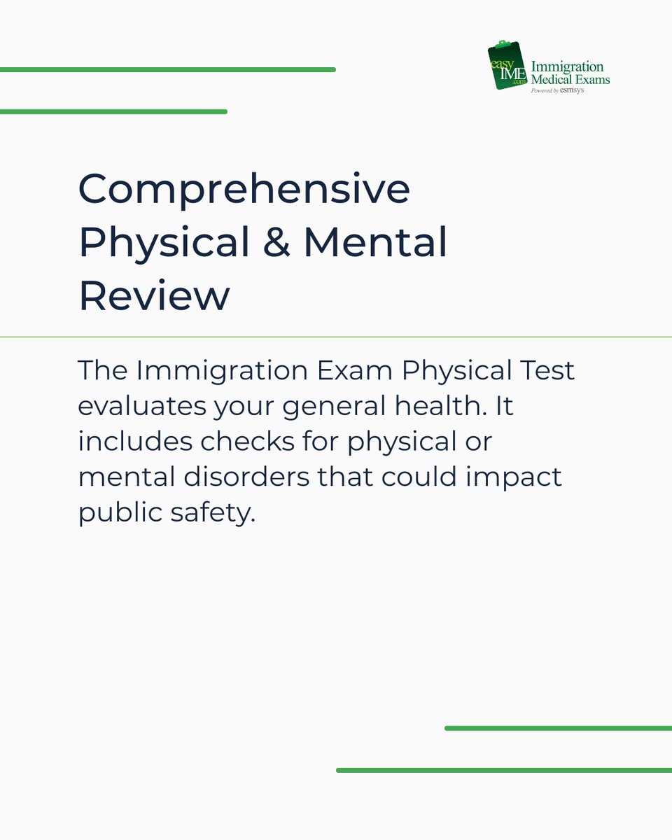 easyIME's tweet image. Your Medical Examination Green Card involves more than just a routine checkup! 🔬
Know what to expect from your USCIS Approved Physician and ensure a compliant exam with easyIME!
#GreenCardExam #MedicalExamSpecifics #ImmigrationHealth #USCIS #easyIME #BloodTest #Vaccination