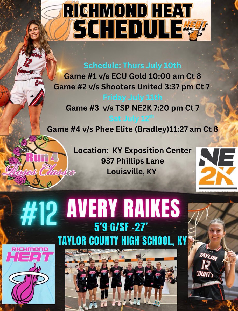 Avery Raikes (@avery_raikes12) on Twitter photo Hereโs my schedule for the <a href="/TFNsRun4Roses/">TFN's Run 4 Roses</a> ๐น
<a href="/RichmondHeat1/">RichmondHeat</a> <a href="/TCHSLadyCards/">Taylor County Girls Basketball</a> <a href="/NE2KHoops/">NE2KHoops</a> Hereโs my schedule for the <a href="/TFNsRun4Roses/">TFN's Run 4 Roses</a> ๐น
<a href="/RichmondHeat1/">RichmondHeat</a> <a href="/TCHSLadyCards/">Taylor County Girls Basketball</a> <a href="/NE2KHoops/">NE2KHoops</a>