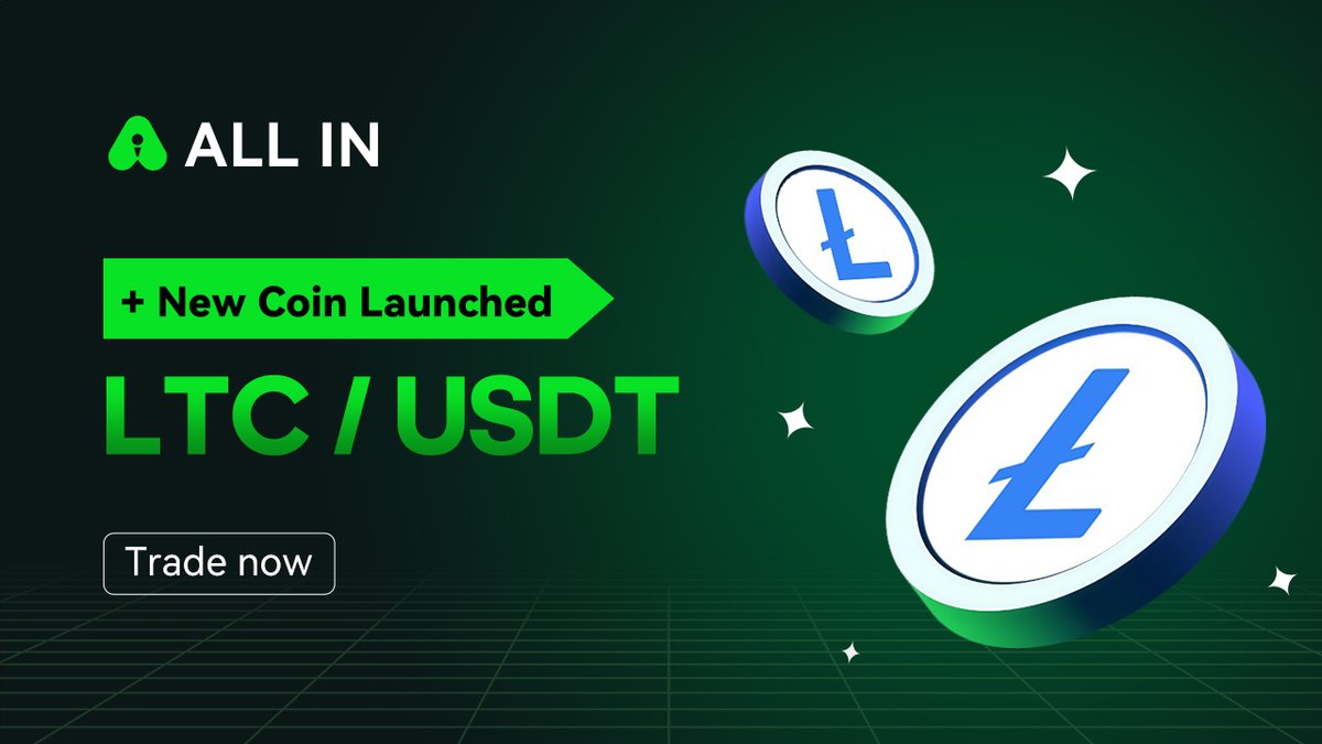🚨 New Listing Alert! LTC/USDT spot trading is now live on ALL IN Exchange!  Join the future of trading with one of the most trusted and established  crypto assets. 📈 Start trading