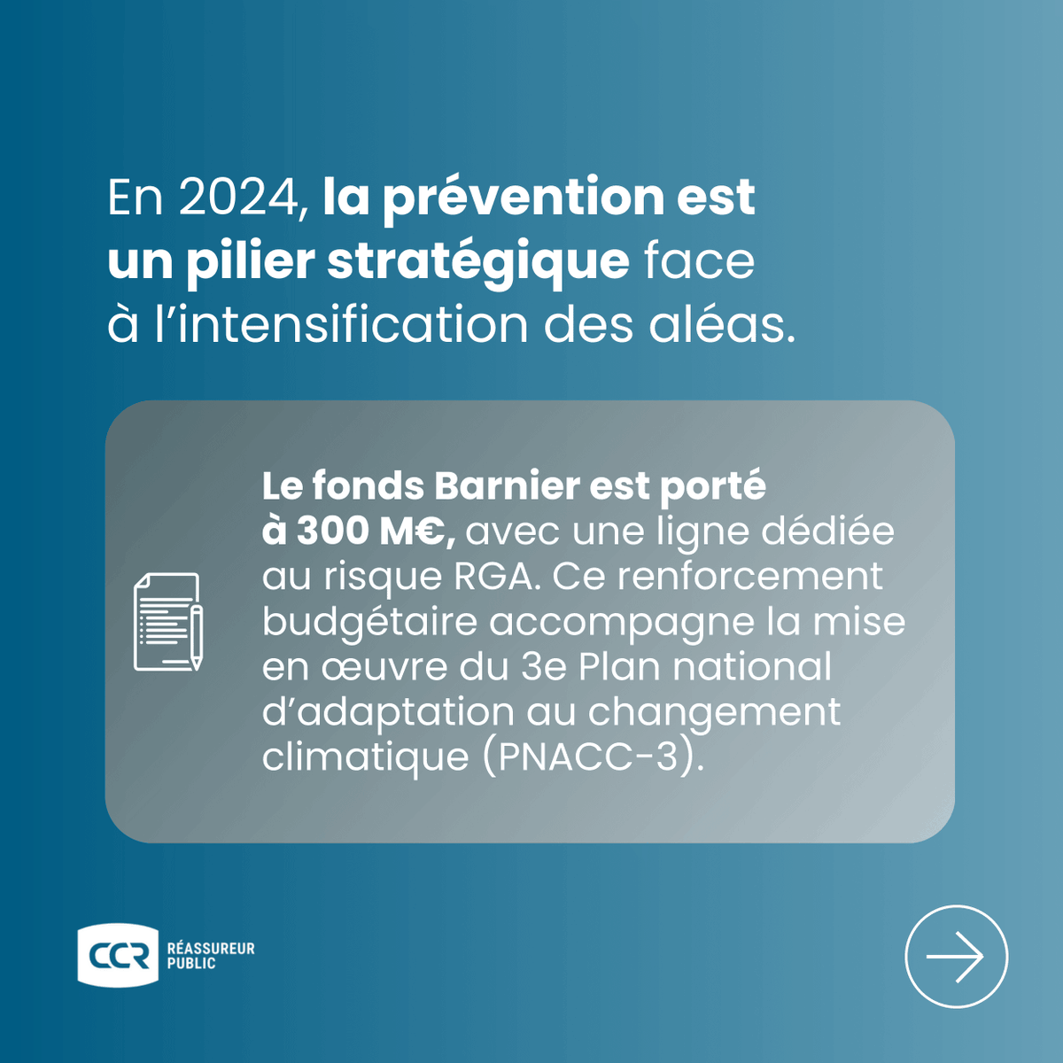 CCR - Caisse Centrale de Réassurance (@ccreassurance) on Twitter photo Sinistralité, régime Cat Nat, prévention : que faut-il retenir en 2024 ?
En complément des réformes réglementaires et de la hausse de l’assurabilité, la 10e édition du Bilan #CatNat de CCR met en lumière trois dynamiques majeures.
…l-by-ccr-bilan-catnat-2024.webflow.io Sinistralité, régime Cat Nat, prévention : que faut-il retenir en 2024 ?
En complément des réformes réglementaires et de la hausse de l’assurabilité, la 10e édition du Bilan #CatNat de CCR met en lumière trois dynamiques majeures.
…l-by-ccr-bilan-catnat-2024.webflow.io
