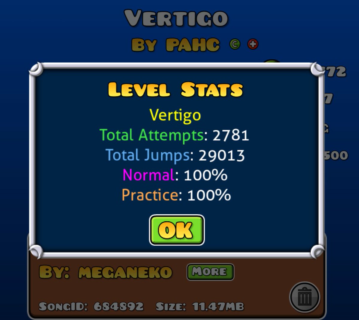 chipz_zzz's tweet image. My stupid little brain struggled a little with the wave parts but I eventually figured them out and pushed through
VERTIGO 100% Definitely my fav extreme demon. I'm an absolute sucker for levels that aren't difficult because of super tight spaces 💥💥