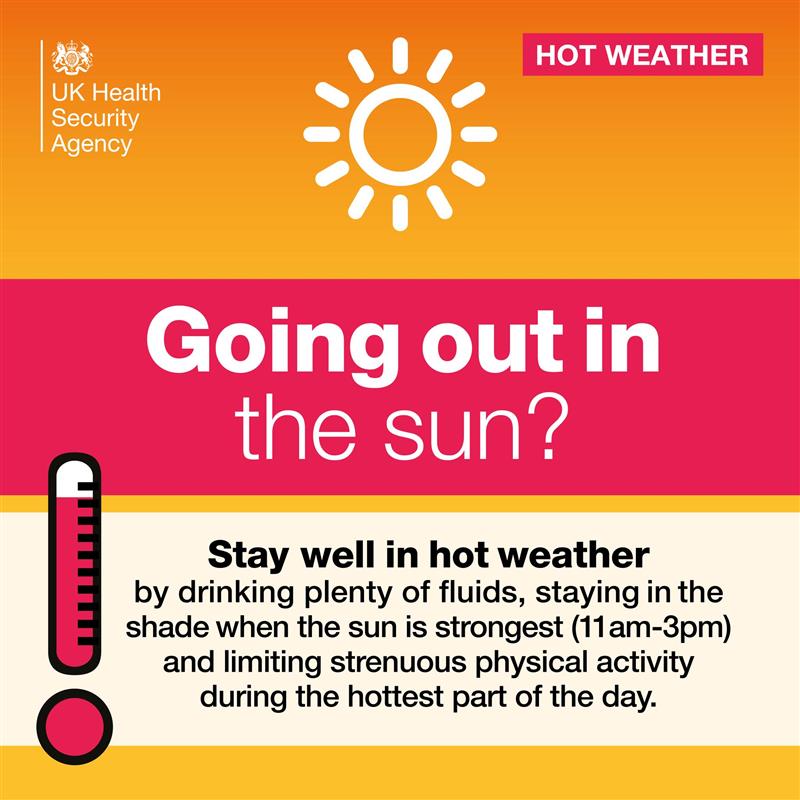 CUH_NHS's tweet image. The UK Health and Security Agency has issued a Yellow Weather Heat Warning for the East of England until 15 July.
🥤 Drink lots of water
🌳 Stay in the shade between 11am - 3pm
👚 Wear light clothing
☀️ Check in on your vulnerable family and neighbours