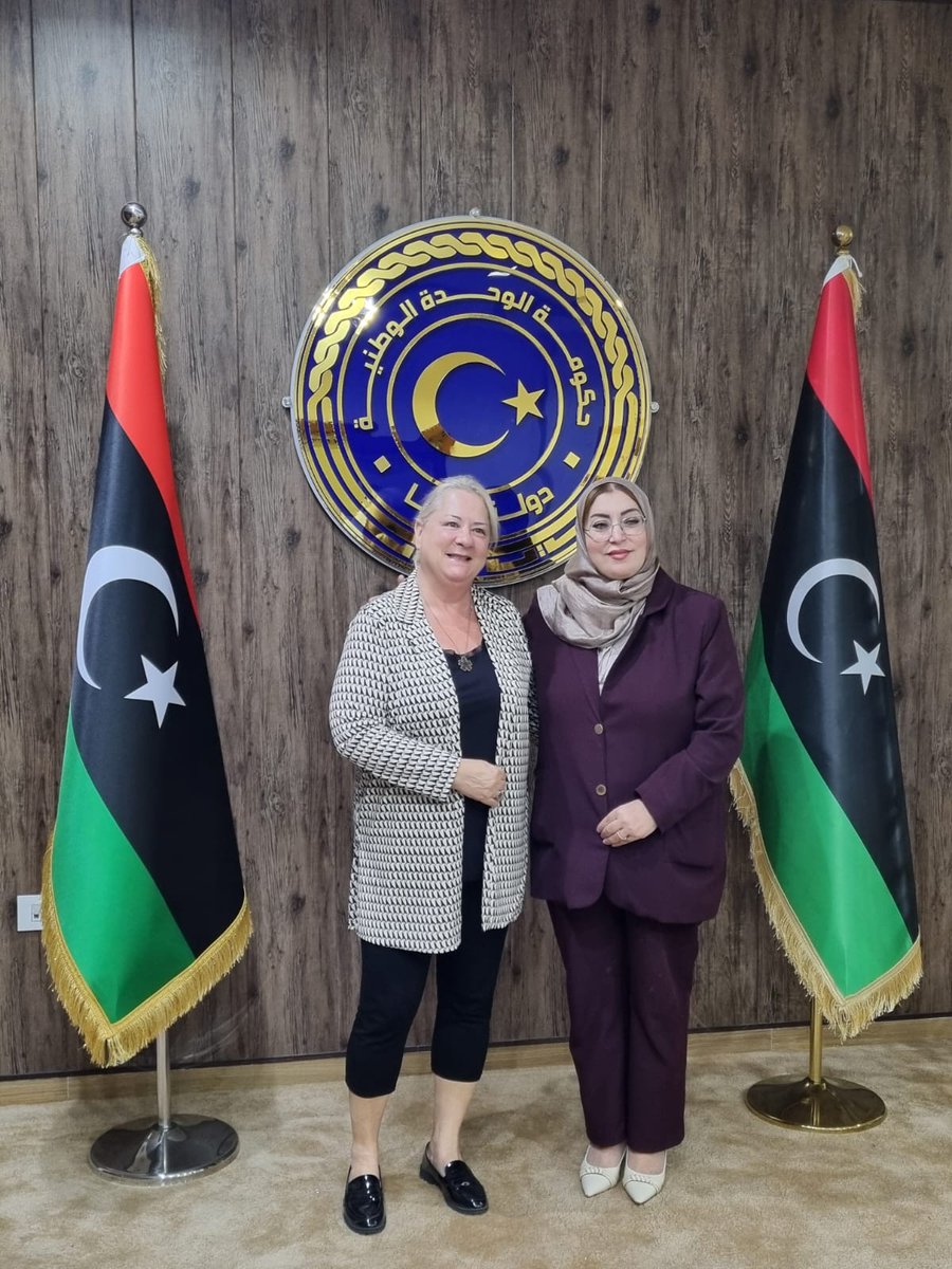 CanEmbLibya's tweet image. 🇨🇦 Ambassador to 🇱🇾, Ms. Isabelle Savard, is in Tripoli today. An insightful exchange took place with Dr. Houria Al-Tourmal, Minister of State for Women Affairs. Discussions focused on advancing women’s empowerment and inclusive governance. #inclusivity #Libya
