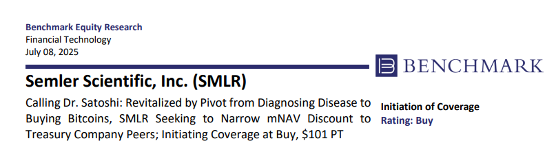 IIICapital's tweet image. Benchmark Equity Research initiates coverage on $SMLR.

Covered by @Coindesk: coindesk.com/markets/2025/0…
