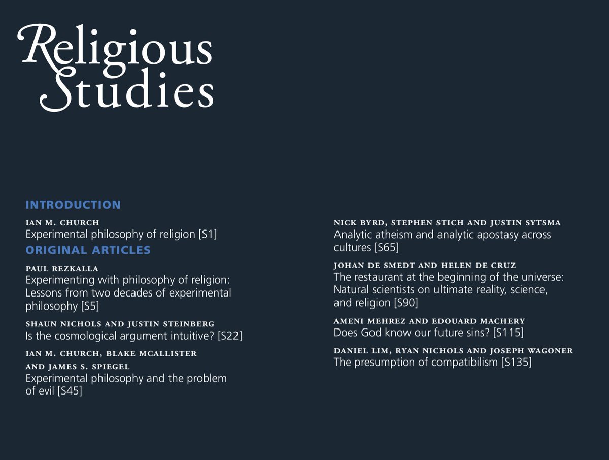 The special open access issue on Experimental Philosophy of Religion, based on a project funded by the John Templeton Foundation <a href="/templeton_fdn/">John Templeton Foundation</a>, is now available. Guest editor Ian M. Church had chosen to dedicate the issue to Helen De Cruz before her passing last month. It