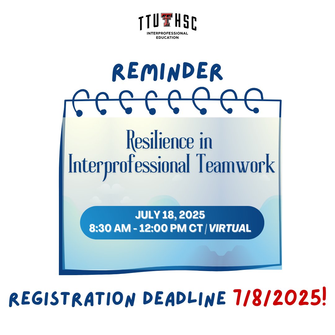 Resilience in Interprofessional Teamwork event registration closes TODAY! Use the link in our bio to register now!💙🏃‍♂️💡