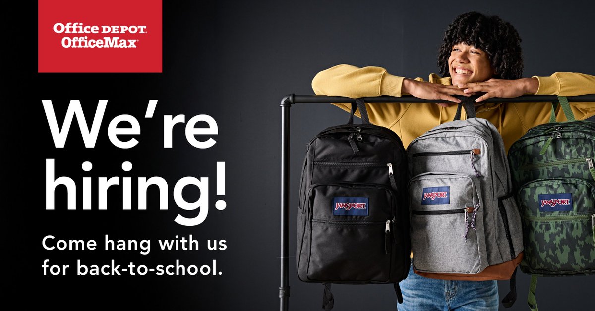 We are hiring!🌞 Looking for a summer job? We’re hiring Seasonal Sales Associates for the busy summer months! 
✨ Flexible hours 
✨ Fun, energetic team 
✨ Employee discounts on your favorites! 
📚 Apply now at careers.officedepot.com or swing by your local store today!