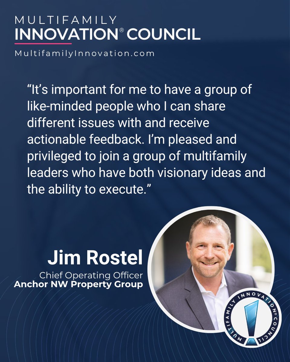 Vision is great. Execution is better.
Jim Rostel joined the Multifamily Innovation® Council to collaborate with those who do both.

#multifamilyinnovation | MultifamilyInnovation.com