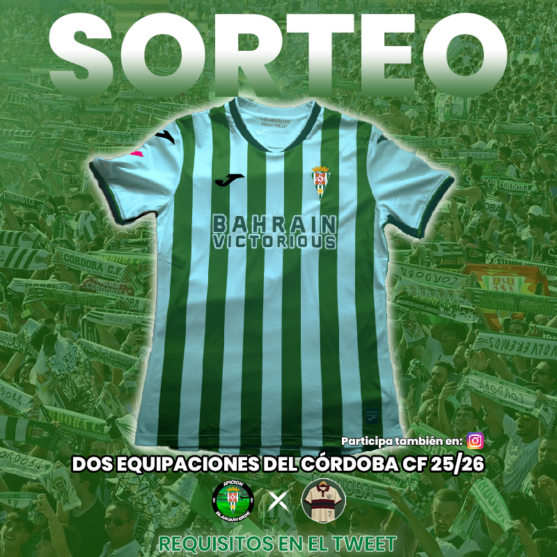 ¡SORTEAMOS DOS NUEVAS CAMISETAS DEL CÓRDOBA!👕

👉 Requisitos:
1⃣ Seguir a <a href="/AFBlanquiverde/">Afición Blanquiverde</a> y <a href="/kitgolcamisetas/">Kit Gol</a>.
2⃣ Dar MG y RT al tweet 🔃.
3⃣ Mencionar a un amigo en comentarios (cuantos más comentarios más posibilidades tendrás de ganar).

📣 Ganador el día 15/07.