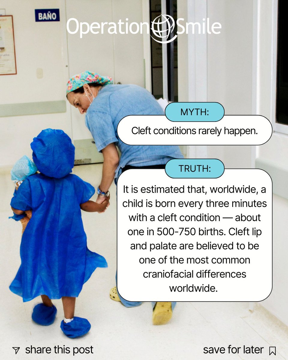 operationsmile's tweet image. Every 3 minutes, a child is born with a #cleftcondition, yet many myths and misinformation persist about this condition. Discover how we鈥檙e changing perceptions and helping every child access the care and support they deserve. Learn more: bit.ly/2WiAyHk #NCCAPM
