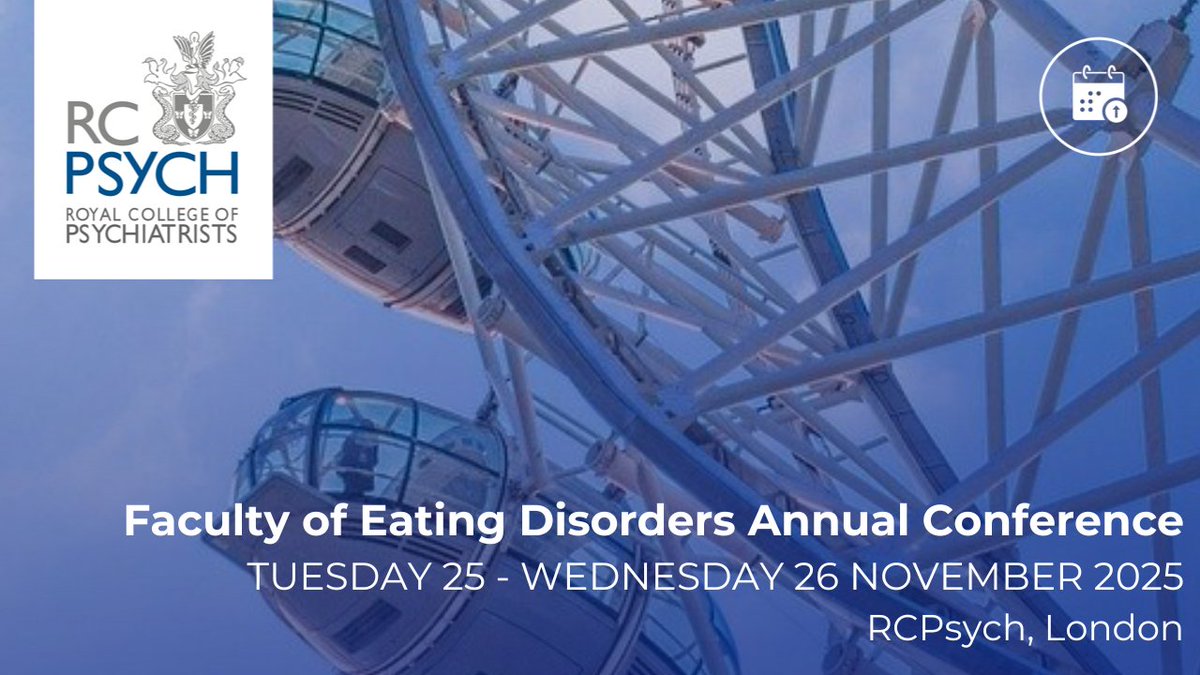 Royal College of Psychiatrists (@rcpsych) on Twitter photo Call for symposia!
Submit your session abstract for the Faculty of Eating Disorders Annual Conference 2025: forms.office.com/e/bYzE5vf5LW Call for symposia!
Submit your session abstract for the Faculty of Eating Disorders Annual Conference 2025: forms.office.com/e/bYzE5vf5LW