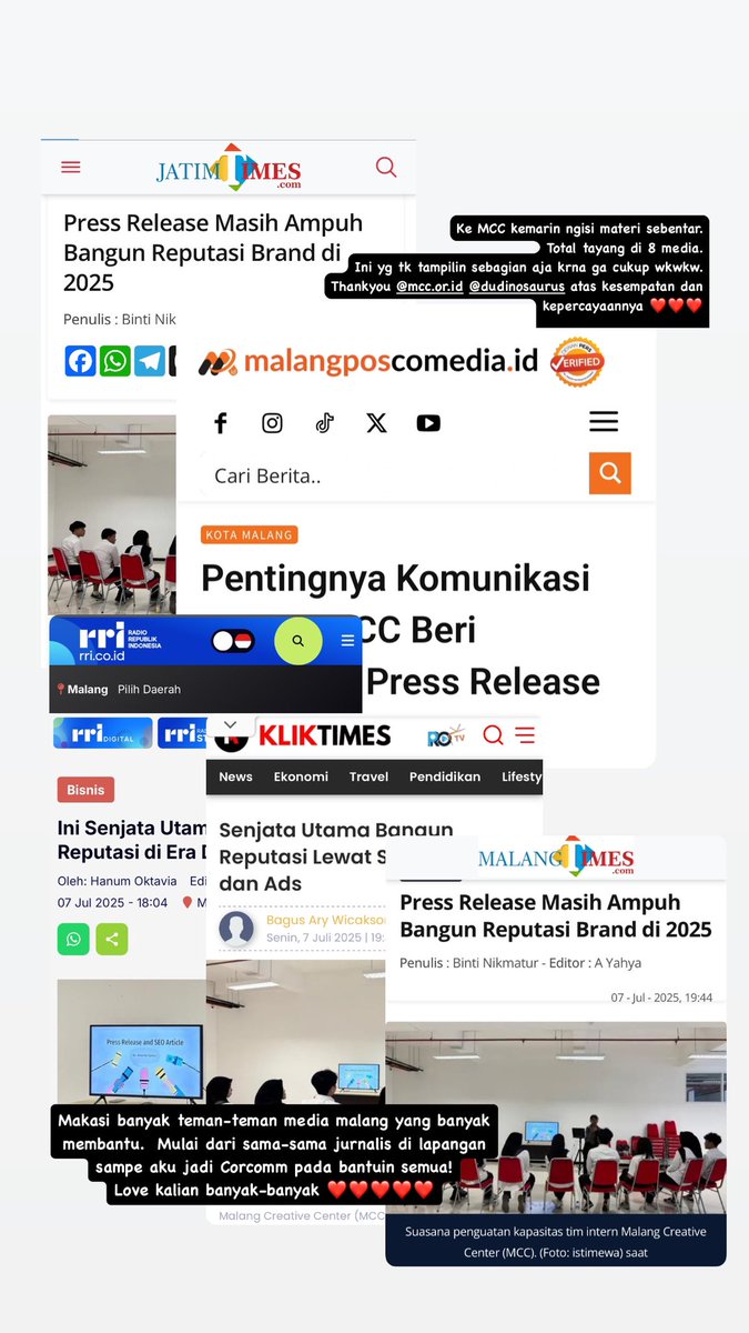 amandaegatya's tweet photo. Terus banyak teman-teman media yang berkenan membantu dan menayangkan di medianya masing-masing. Bahkan, sampai di-notice PR Indonesia Community. Alhamdulilah banget ❤️❤️❤️

Super duper thankyou! ❤️❤️❤️ https://t.co/MSKDiPLUyH