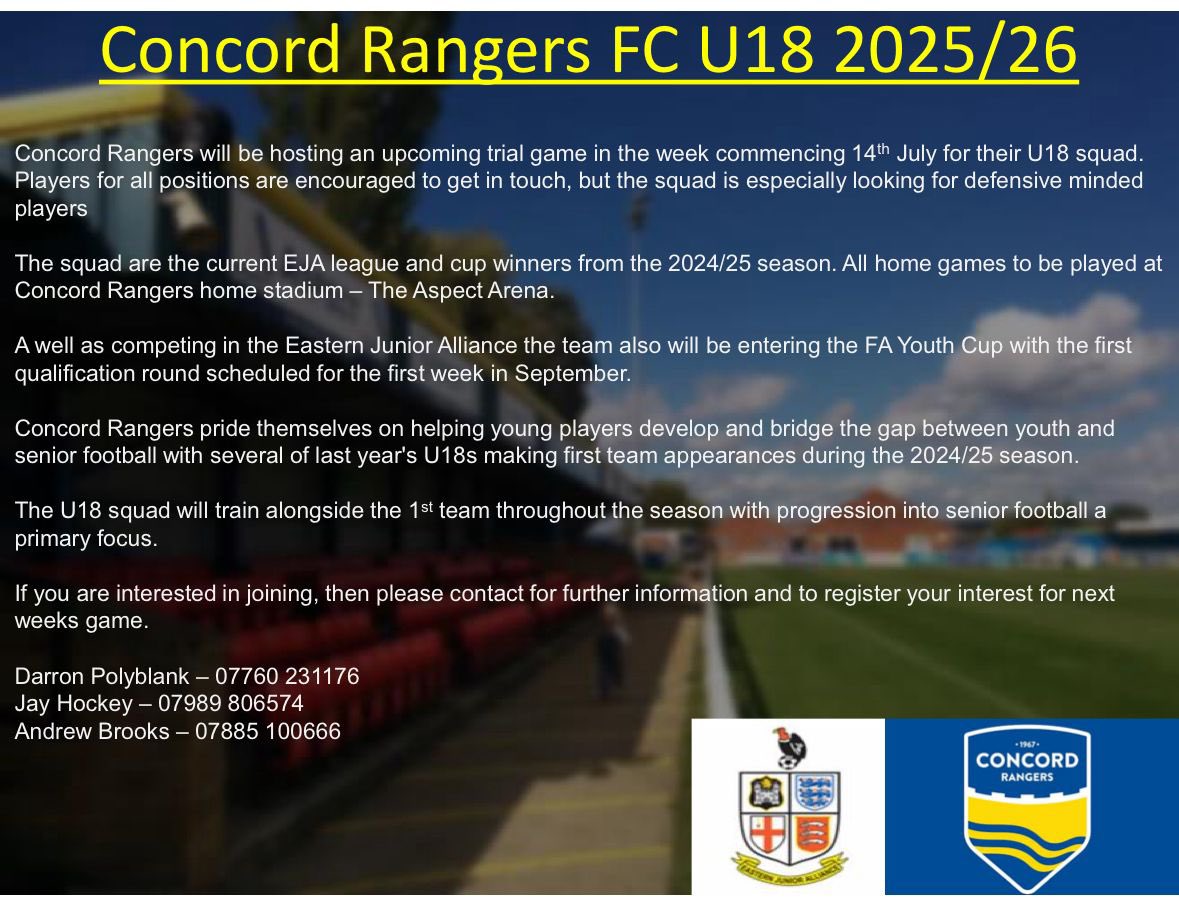 Concord Rangers U18 EJA 2024/25 (@concord18s) on Twitter photo 