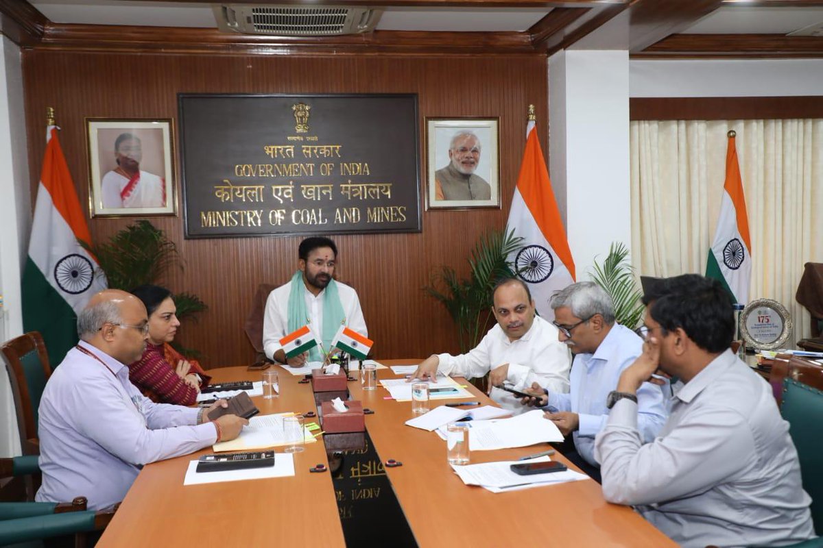 G Kishan Reddy (@kishanreddybjp) on Twitter photo Chaired a review meeting of <a href="/CoalMinistry/">Ministry of Coal</a> at New Delhi, today, alongside senior officials of the Ministry.
Reviewed the performance and functioning of various PSUs under the Ministry, and strategies to improve operational efficiency for improved coal production. Chaired a review meeting of <a href="/CoalMinistry/">Ministry of Coal</a> at New Delhi, today, alongside senior officials of the Ministry.
Reviewed the performance and functioning of various PSUs under the Ministry, and strategies to improve operational efficiency for improved coal production.