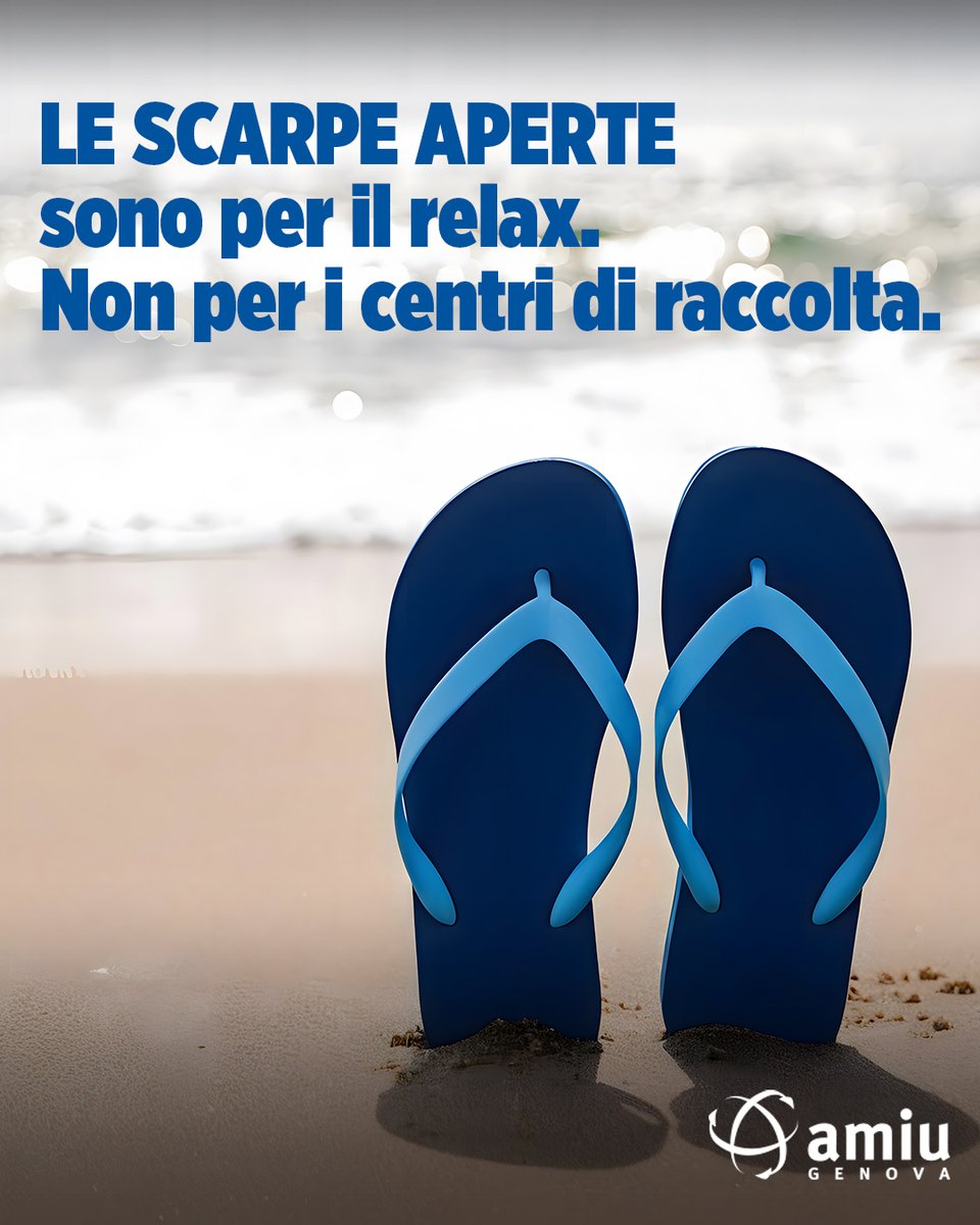 Ricordiamo che per tutelare la sicurezza dei cittadini, l’accesso ai Centri di Raccolta è vietato con calzature aperte.

#estate2025 #safetyfirst #raccoltadifferenziata #amiuinforma