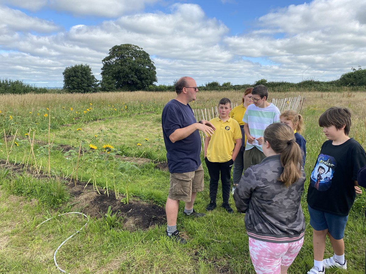 YPendalar's tweet image. Sesiwn Ymwybyddiaeth Ofalgar yn yr ardd heddiw yn defnyddio ‘Labyrinth Blodau Haul’ fel ardal i feddwl, a dipyn o waith twtio yn yr ardd!! #lles #garddio