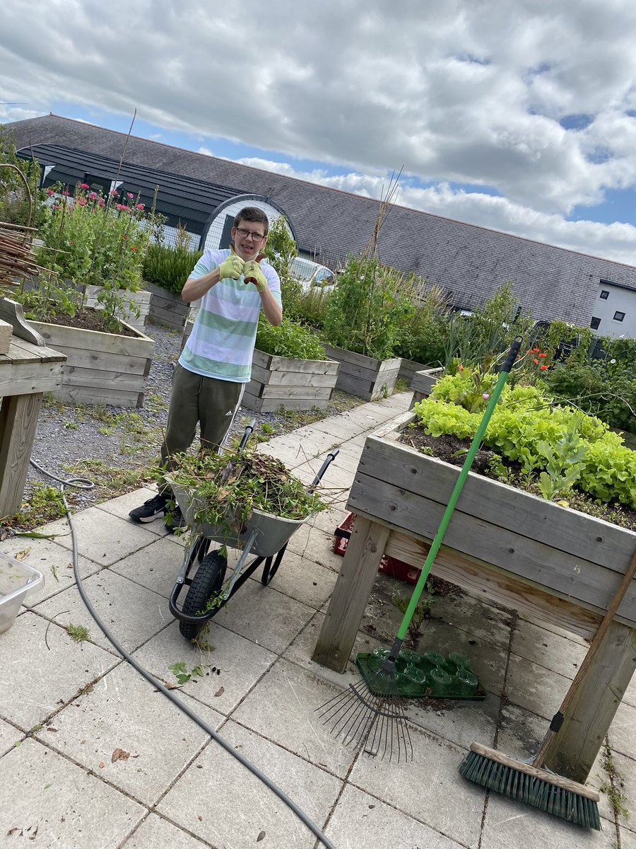 YPendalar's tweet image. Sesiwn Ymwybyddiaeth Ofalgar yn yr ardd heddiw yn defnyddio ‘Labyrinth Blodau Haul’ fel ardal i feddwl, a dipyn o waith twtio yn yr ardd!! #lles #garddio