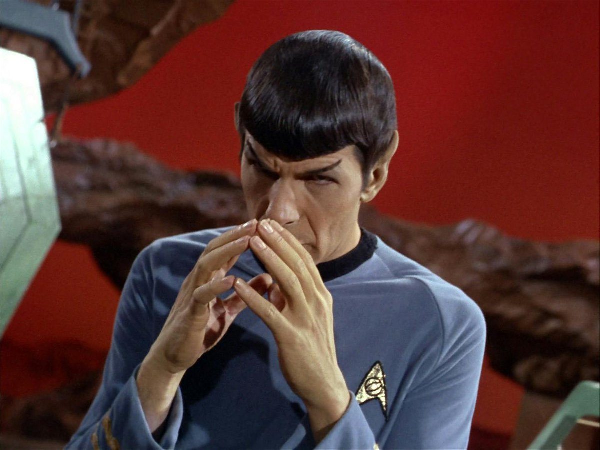 BenjaminCrew1's tweet image. "Amok Time" is Star Trek at its best, most of all when Spock and Kirk are about to fight to the death and McCoy goes "Jim, you'll never beat him, he's locked tf in" and it cuts to Spock looking absolutely locked tf in