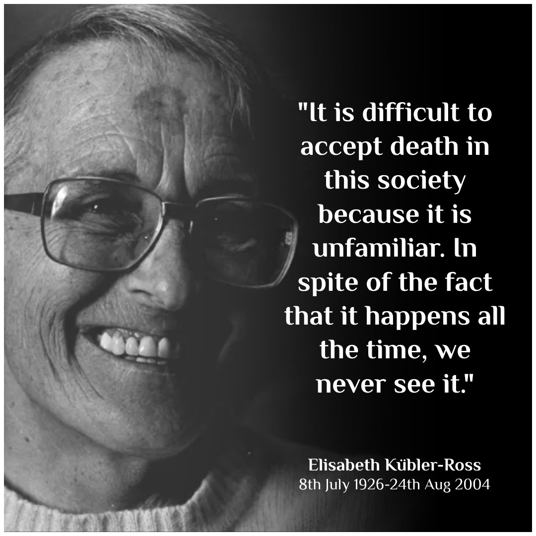 Today, we honour Dr. Elisabeth Kübler-Ross — psychiatrist, author, and pioneer of the modern hospice movement. 

At Pallium India, her philosophy echoes in everything we do: 
Because death is not failure — indifference is.

#PalliativeCare #ElisabethKublerRoss #PalliumIndia