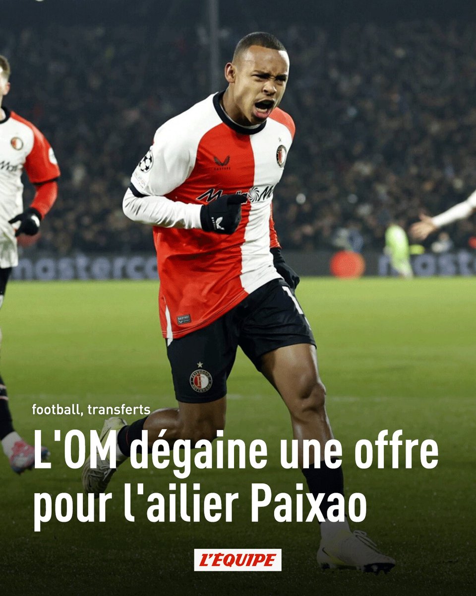 L'ÉQUIPE (@lequipe) on Twitter photo L'OM a proposé 28 M€ pour recruter Paixao, l'ailier brésilien du Feyenoord Rotterdam.
➡️ l.lequipe.fr/rDo L'OM a proposé 28 M€ pour recruter Paixao, l'ailier brésilien du Feyenoord Rotterdam.
➡️ l.lequipe.fr/rDo