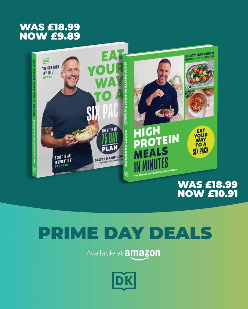 🚨 PRIME DEAL DAY IS HERE! 🚨

For a limited time only…

📗 EAT YOUR WAY TO A SIX PACK
&amp;
📗 HIGH PROTEIN MEALS IN MINUTES

are BOTH 45% OFF the paperback editions - exclusively on Amazon! 🛒🔥

Packed with easy, delicious high-protein recipes using real, whole foods to help you