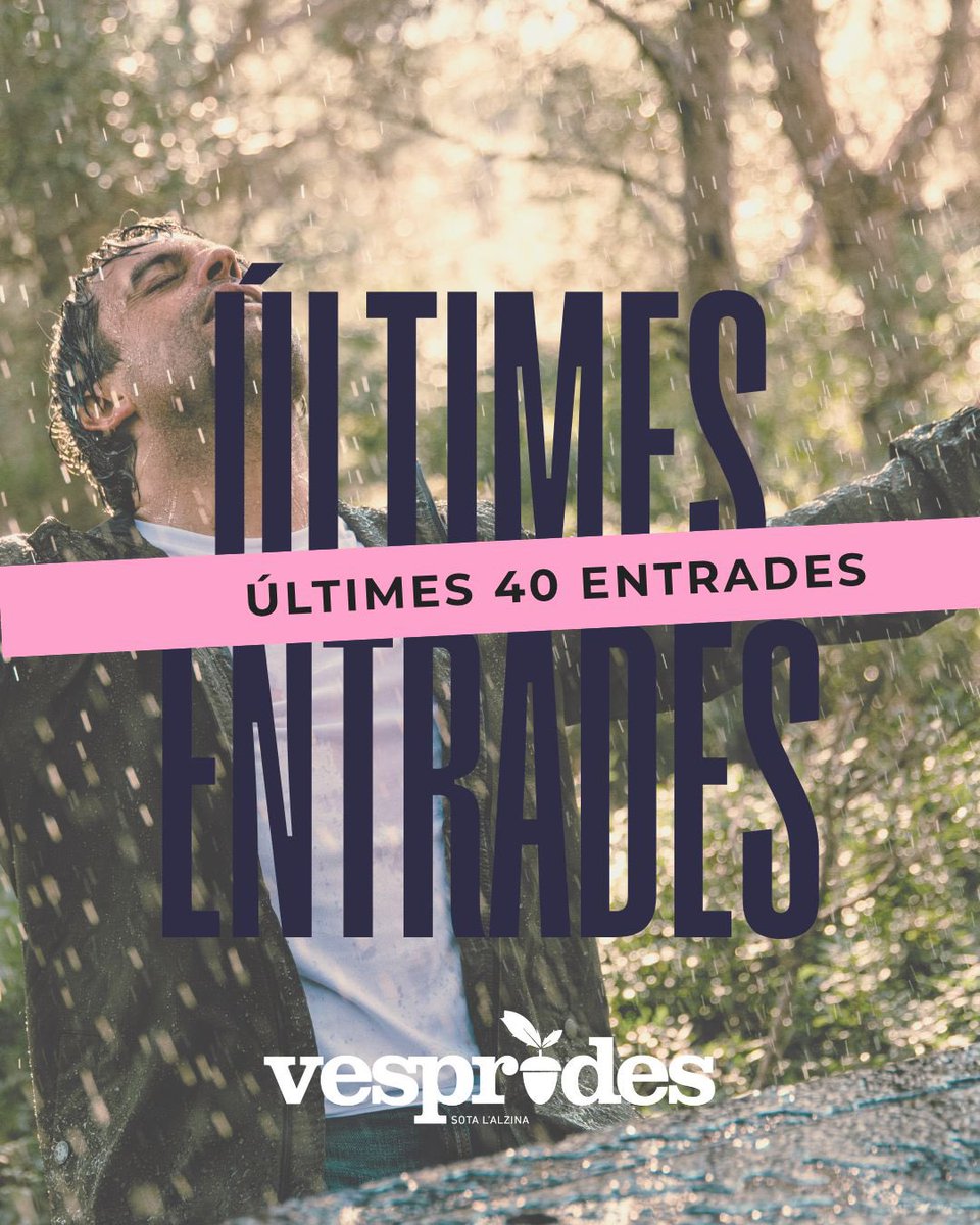 Avui és l'últim dia per comprar TIQUET SARRÓ per a les Vesprades sota l’Alzina d’aquest dissabte al concert del 
<a href="/ManuGuix/">Manu Guix</a> &amp; Band. ⌛️

🎟️Us informem que només es poden comprar entrades per internet i que queden les 40 últimes entrades!

vesprades.cat

#jovesprejo i tu?