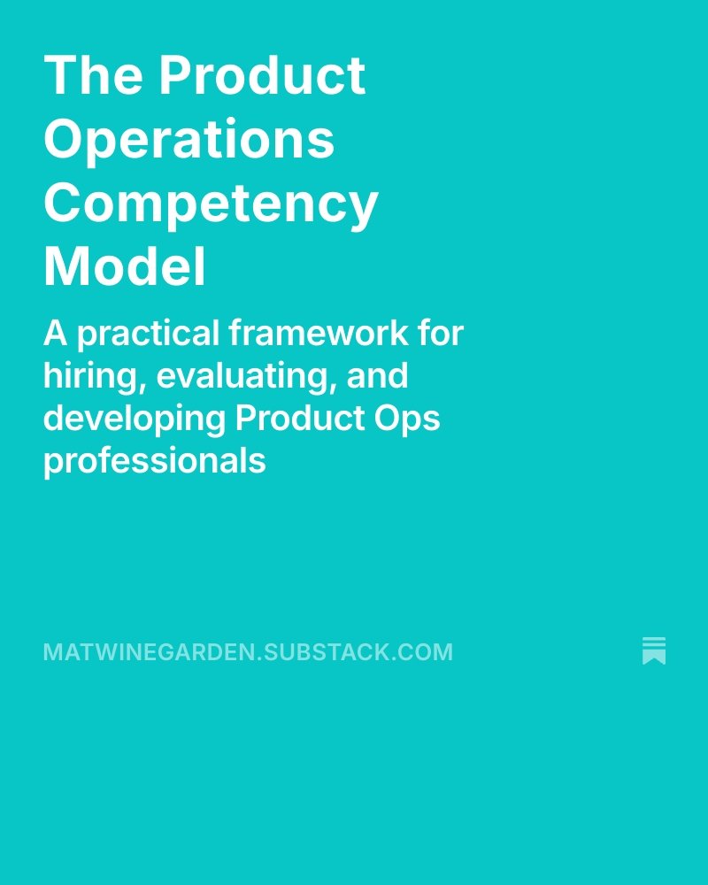 Ever try to hire or grow a Product Ops role and realize… you don’t actually know how to describe what “good” looks like?

I’ve been there.

I didn’t build this model to create a framework. I built it to create clarity—first for myself, then for my team. 

open.substack.com/pub/matwinegar…