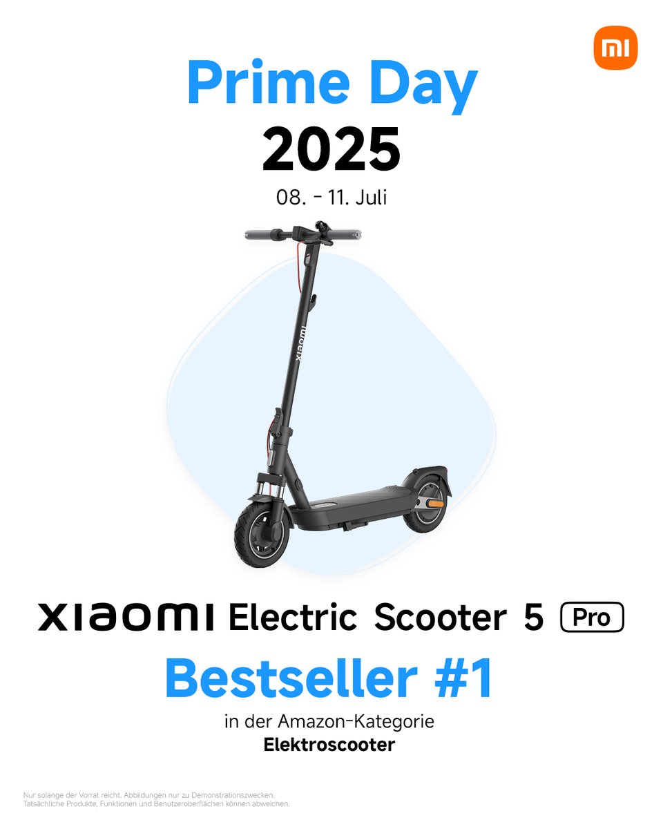 🥇 Unser Xiaomi Scooter 5 Pro hat die Nummer 1 auf Amazon in der Kategorie Elektroscooter erreicht!

🚀 Mobilität neu gedacht: smart, stilvoll &amp; zuverlässig unterwegs – mehr dazu direkt auf Amazon 👉 ams.xiaomi.net/AMtx1317