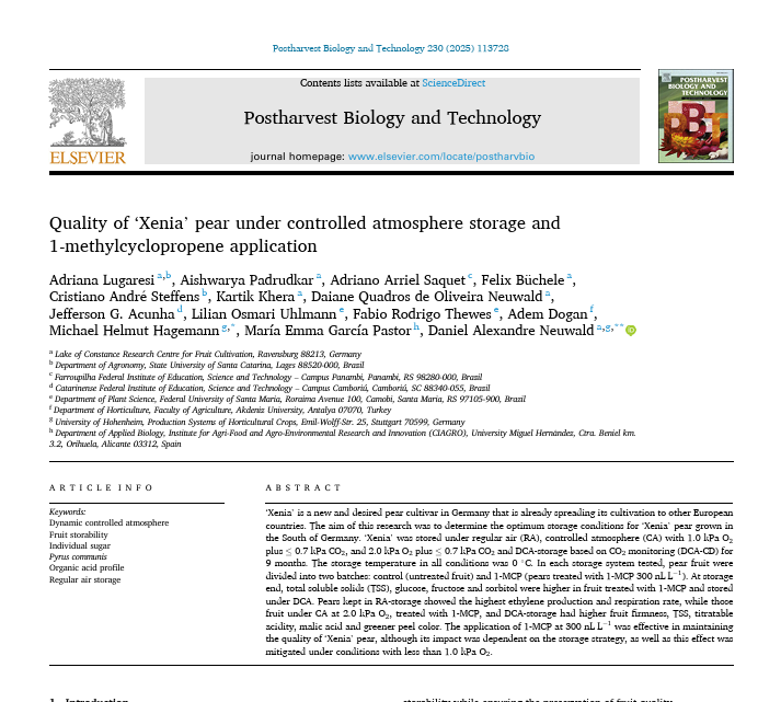Nacherntephysi1's tweet photo. Proud to share a true international collaboration with authors from 🇩🇪 Germany, 🇧🇷 Brazil, 🇹🇷 Turkey, and 🇪🇸 Spain! 🌍🤝
It’s inspiring to see how shared knowledge can improve fruit storage practices worldwide!
#1MCP #ControlledAtmosphere #ScienceWithoutBorders https://t.co/PRF0cUwsAT