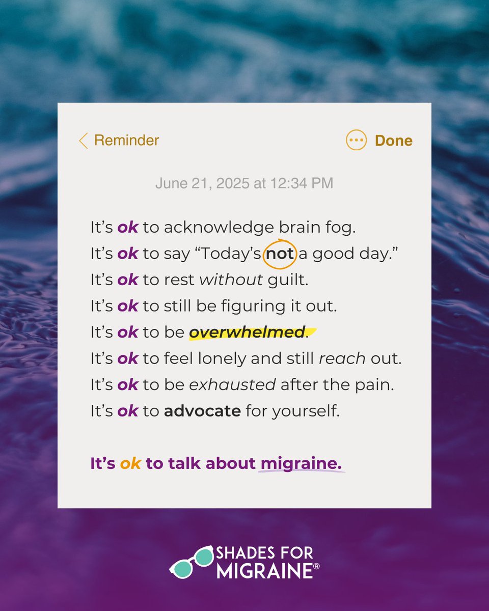 Talking about #migraine should be normal.

Let’s normalize making it part of the conversation, at work, with friends, in healthcare settings, and beyond. When we speak up, we chip away at stigma and create space for understanding, support, and better care. 💜